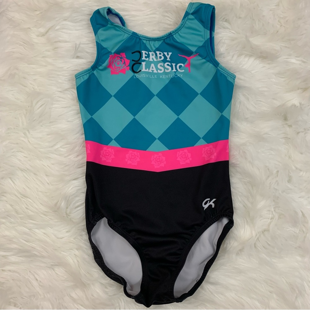 GK Derby Classic Checkered Gymnastics Sleeveless Leotard - Picture 3 of 7